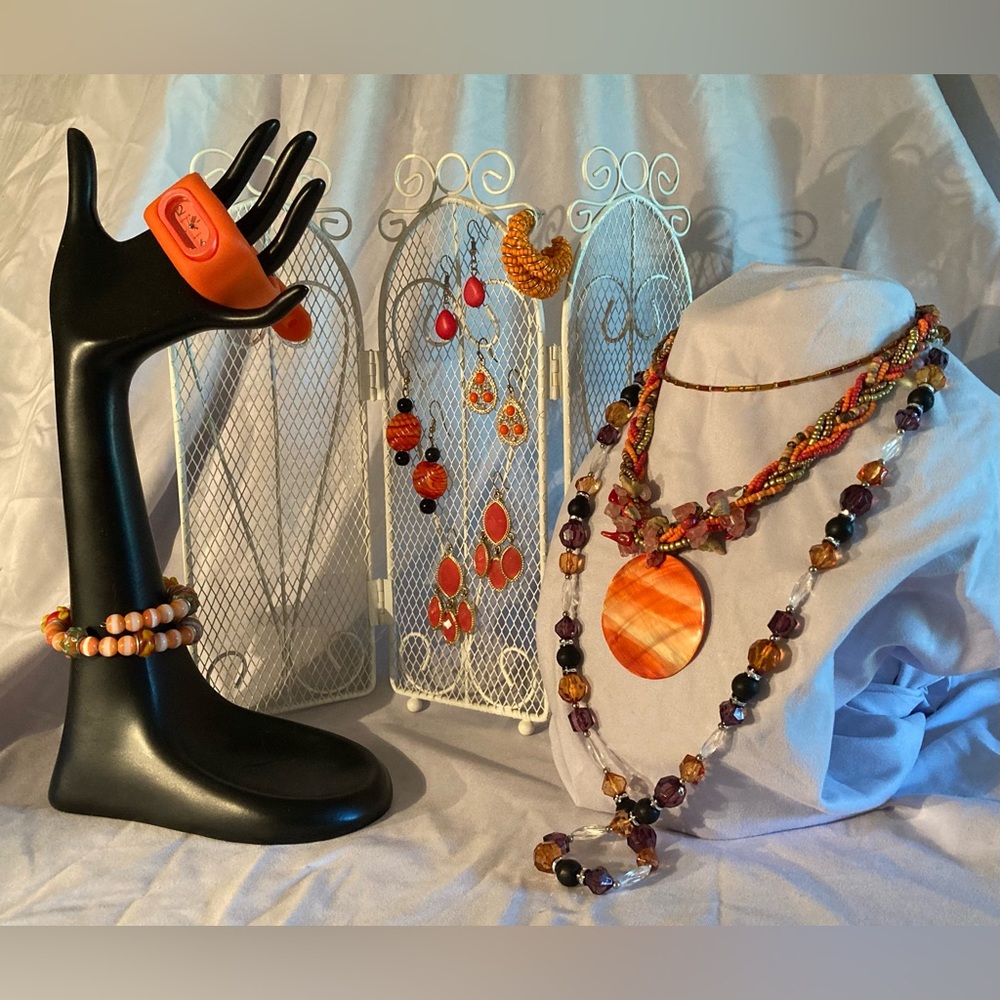 Hot Orange Watch And Jewelry Lot 10 Pieces